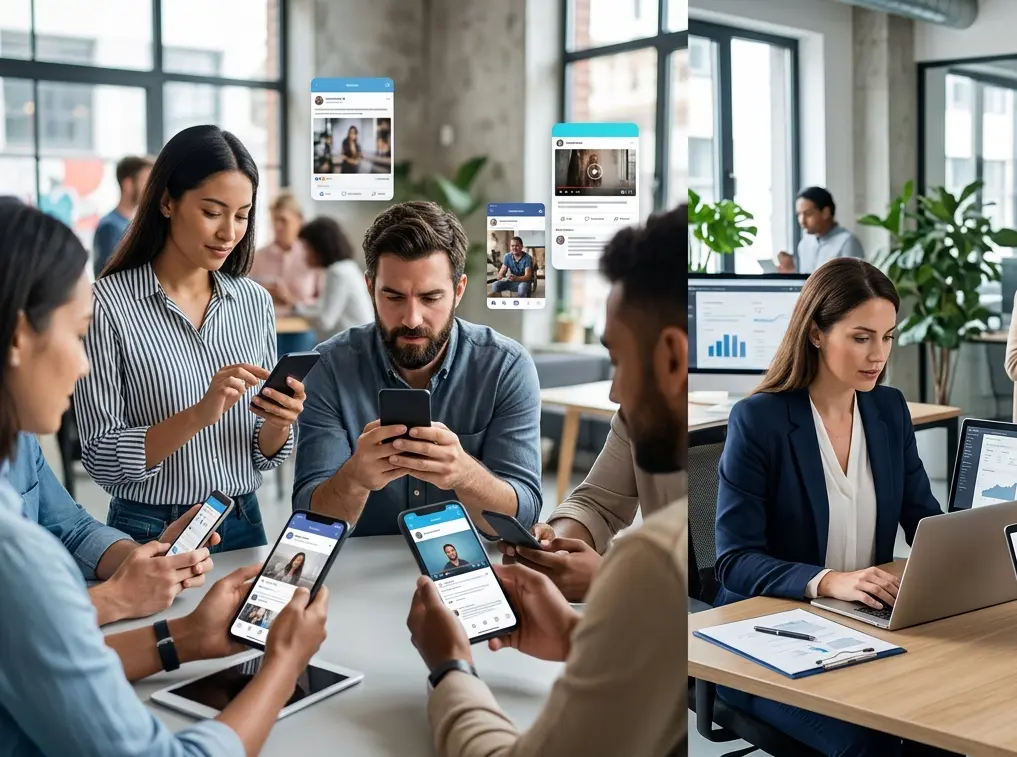 Awareness campaign vs lead campaign in Meta Ads, showing audience engagement on one side and targeted customer lead generation on the other.